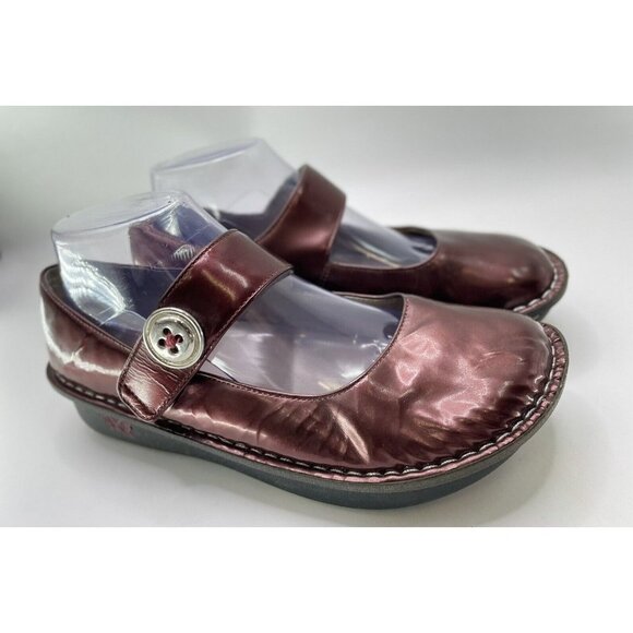 Algeria Womens 39 Paloma Mary Jane Burgundy Wine Clogs‎ Nursing Leather Shoes - Picture 1 of 10